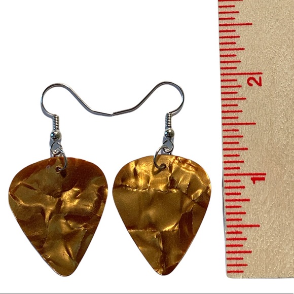 Guitar Pick Custom Earrings with Music Charm - Picture 2 of 3